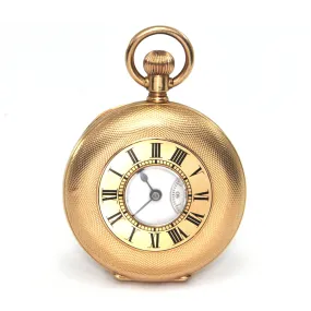 18K Yellow Gold Half Hunter Agassiz Pocket Watch C. 1890