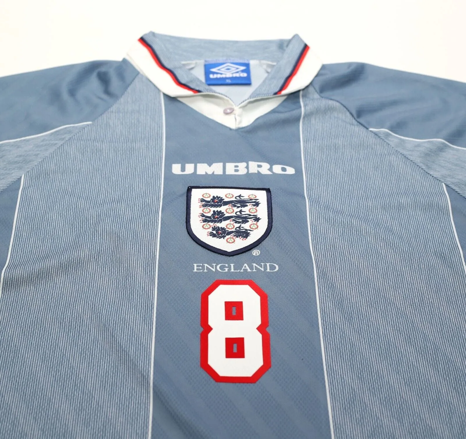 1996/97 GASCOIGNE #8 England Vintage Umbro Away Football Shirt (XL) Euro 96