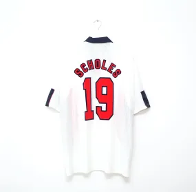 1997/99 SCHOLES #19 England Vintage Umbro Home Football Shirt (XXL) Le Tournoi