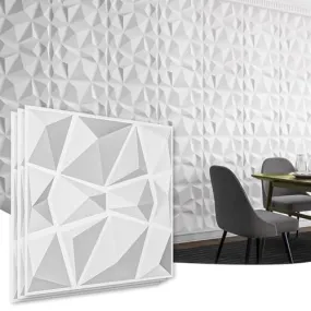 Art3d Textures 3D Wall Panels White Diamond Design Pack of 12 Tiles 32 Sq Ft (PVC)