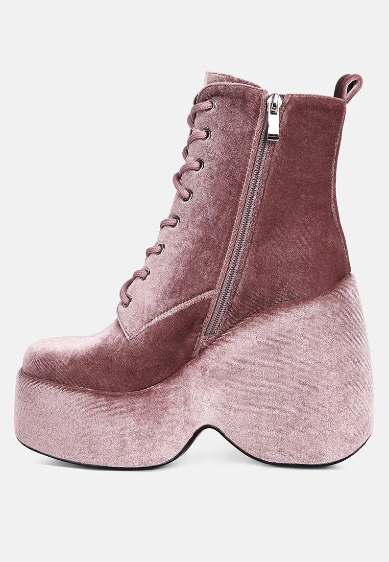 ASHCAN Blush High Platform Velvet Ankle Boots