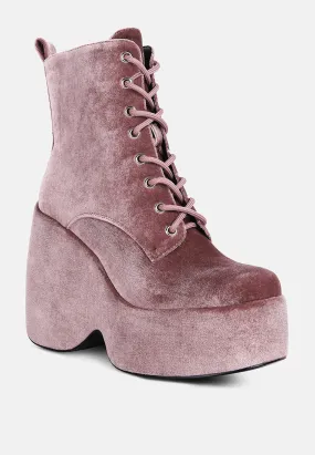 ASHCAN Blush High Platform Velvet Ankle Boots