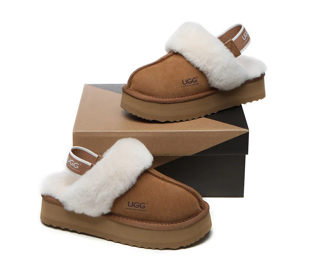 AUSTRALIAN SHEPHERD® UGG Women Removable Strap Slingback Platform Slippers Muffin