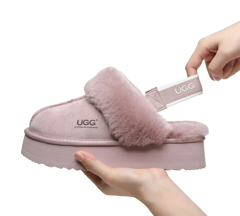 AUSTRALIAN SHEPHERD® UGG Women Removable Strap Slingback Platform Slippers Muffin