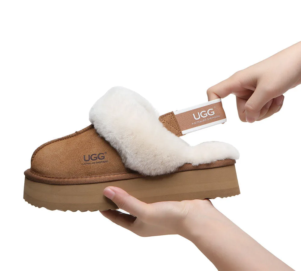 AUSTRALIAN SHEPHERD® UGG Women Removable Strap Slingback Platform Slippers Muffin