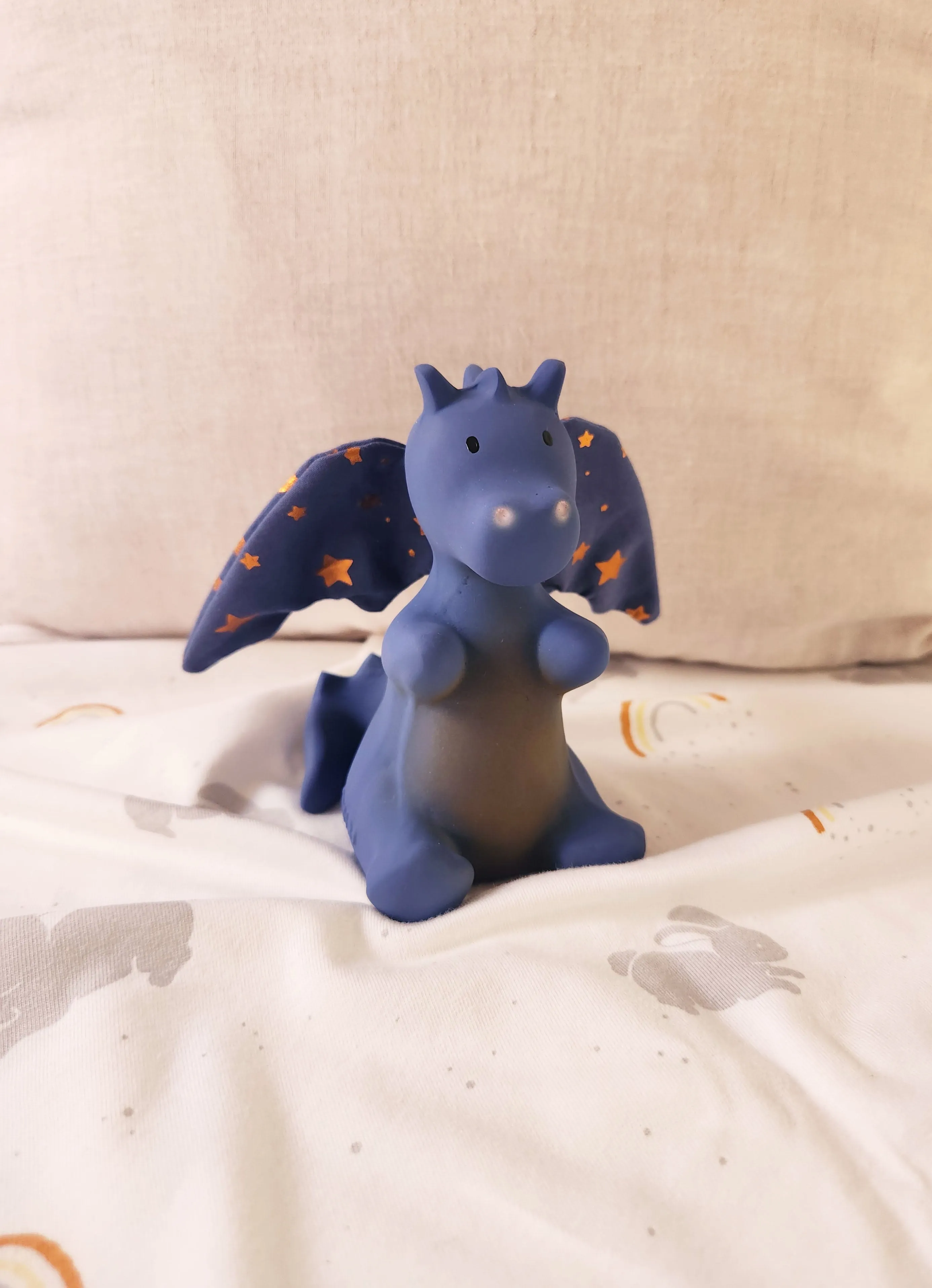 Baby Midnight Dragon Natural Rubber Rattle with Crinkle Wings