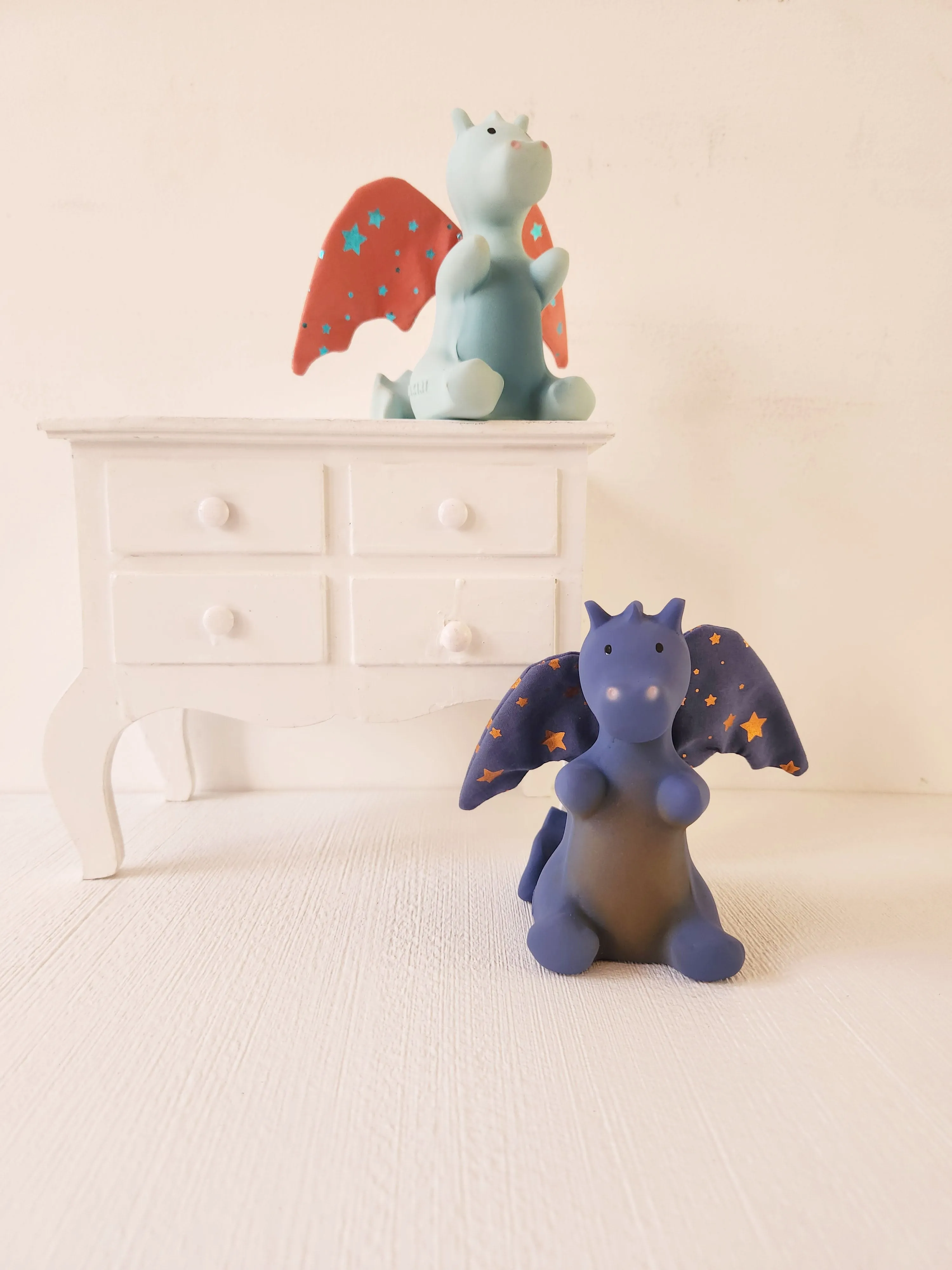 Baby Midnight Dragon Natural Rubber Rattle with Crinkle Wings