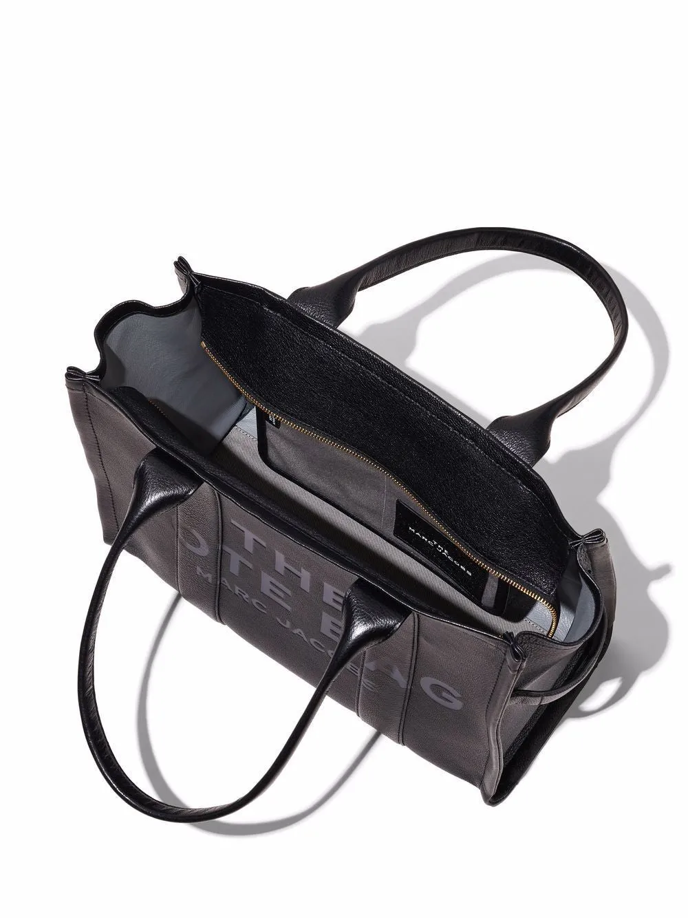 BLACK LEATHER BAG WITH HANDLES