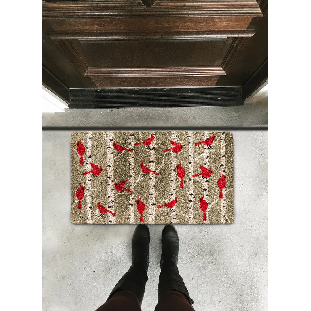 Cardinals & Birch Doormat