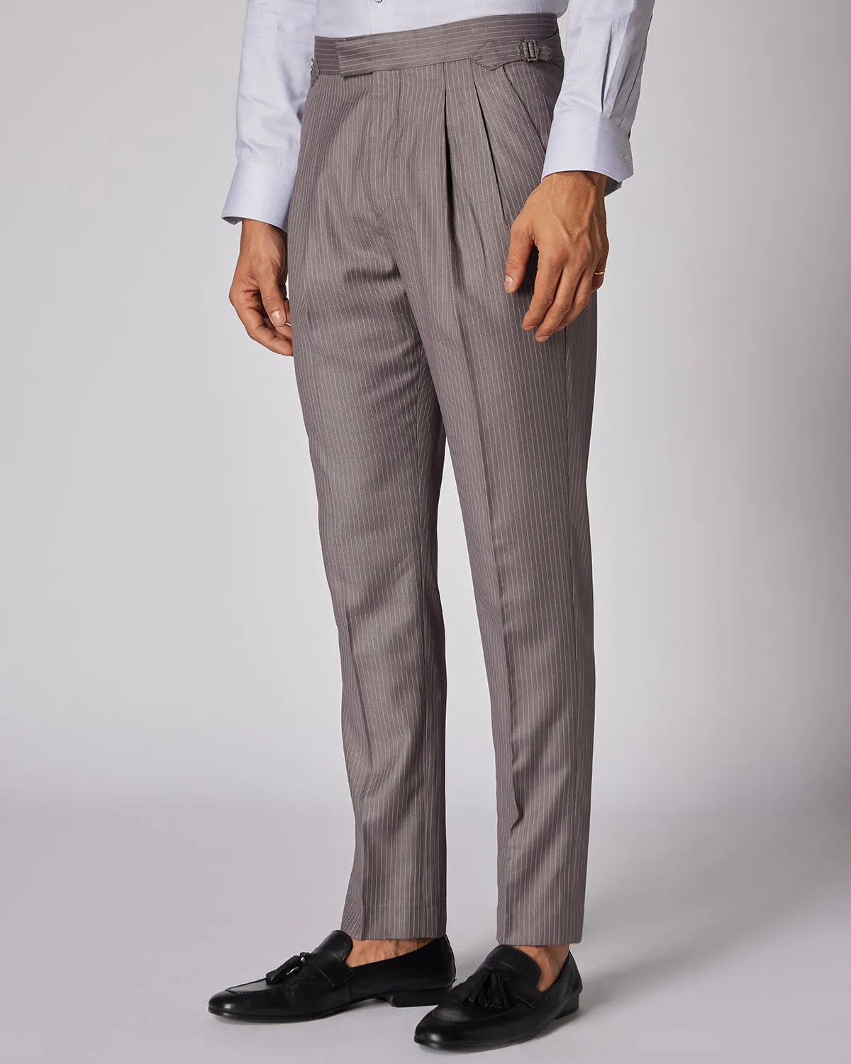 Concord Striped Neapolitan Dress Pants - Grey