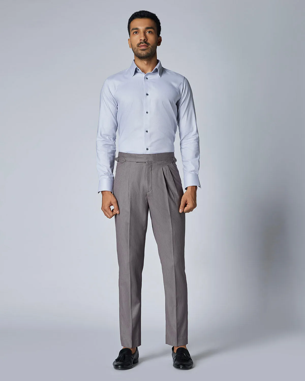 Concord Striped Neapolitan Dress Pants - Grey