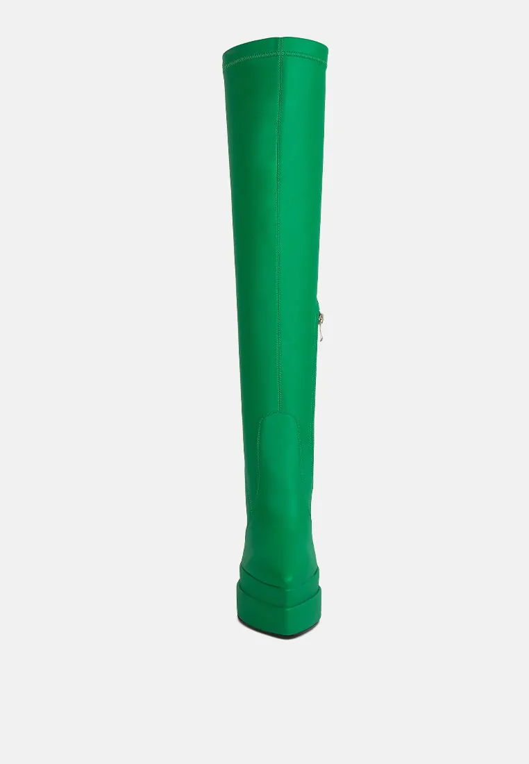 CYBER-PUNK High Platform Long Boots in Green