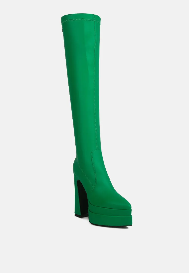 CYBER-PUNK High Platform Long Boots in Green