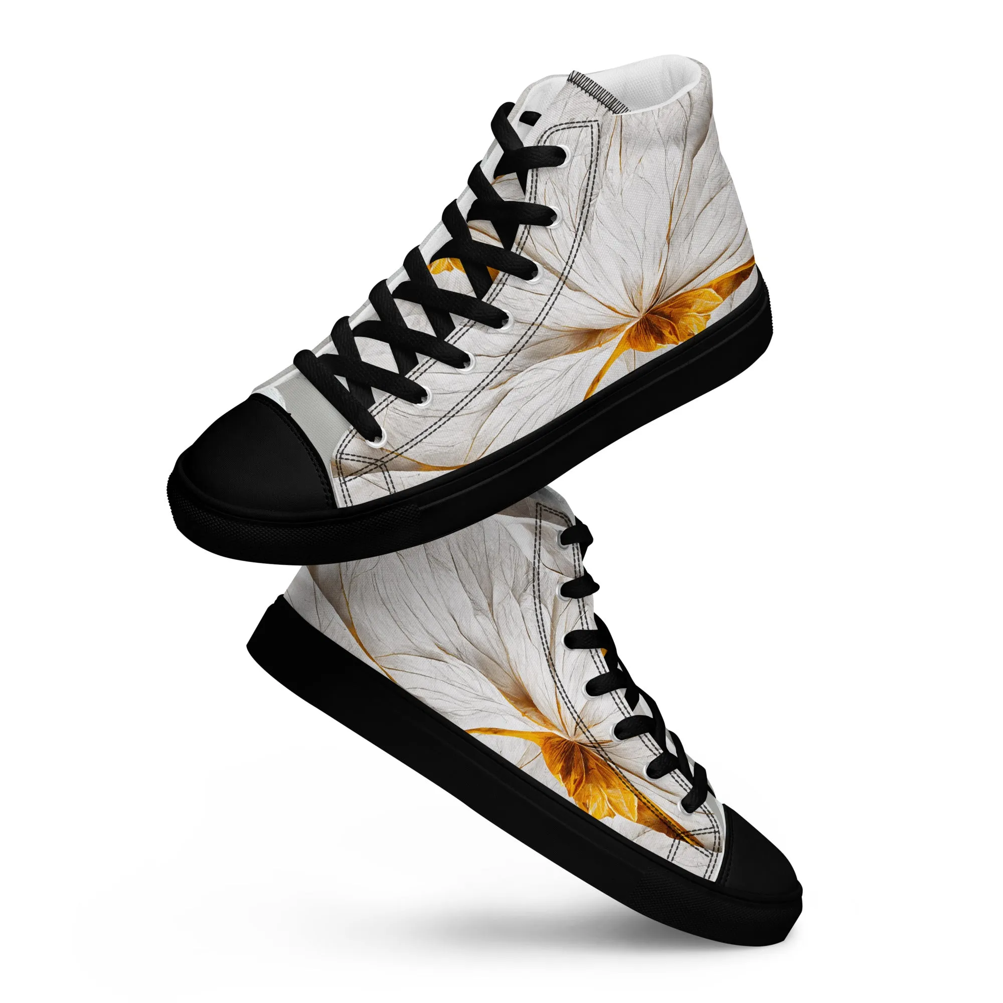 Elevate Your Style with Gold Floral Women's High Top Shoes - Order Now!