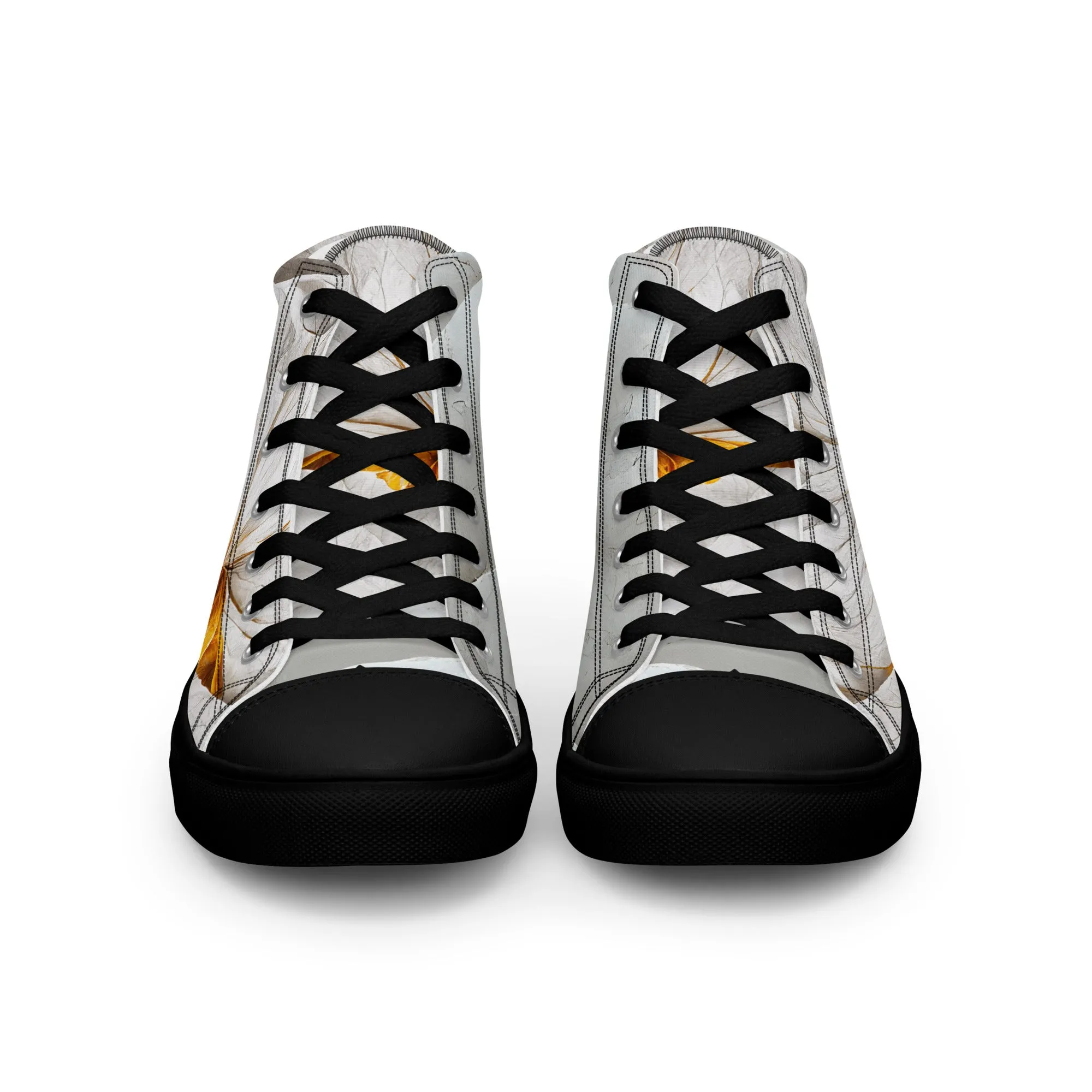 Elevate Your Style with Gold Floral Women's High Top Shoes - Order Now!