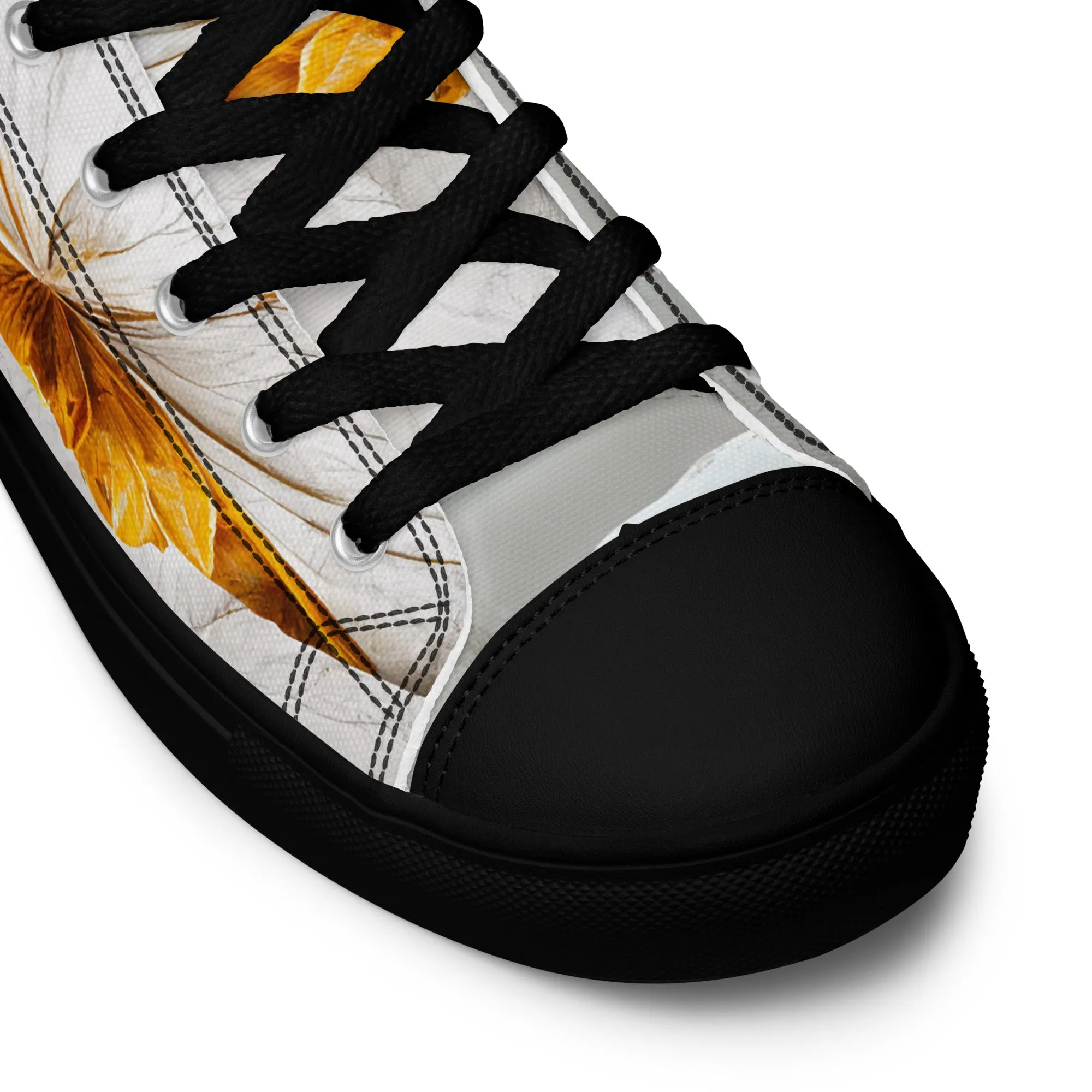 Elevate Your Style with Gold Floral Women's High Top Shoes - Order Now!