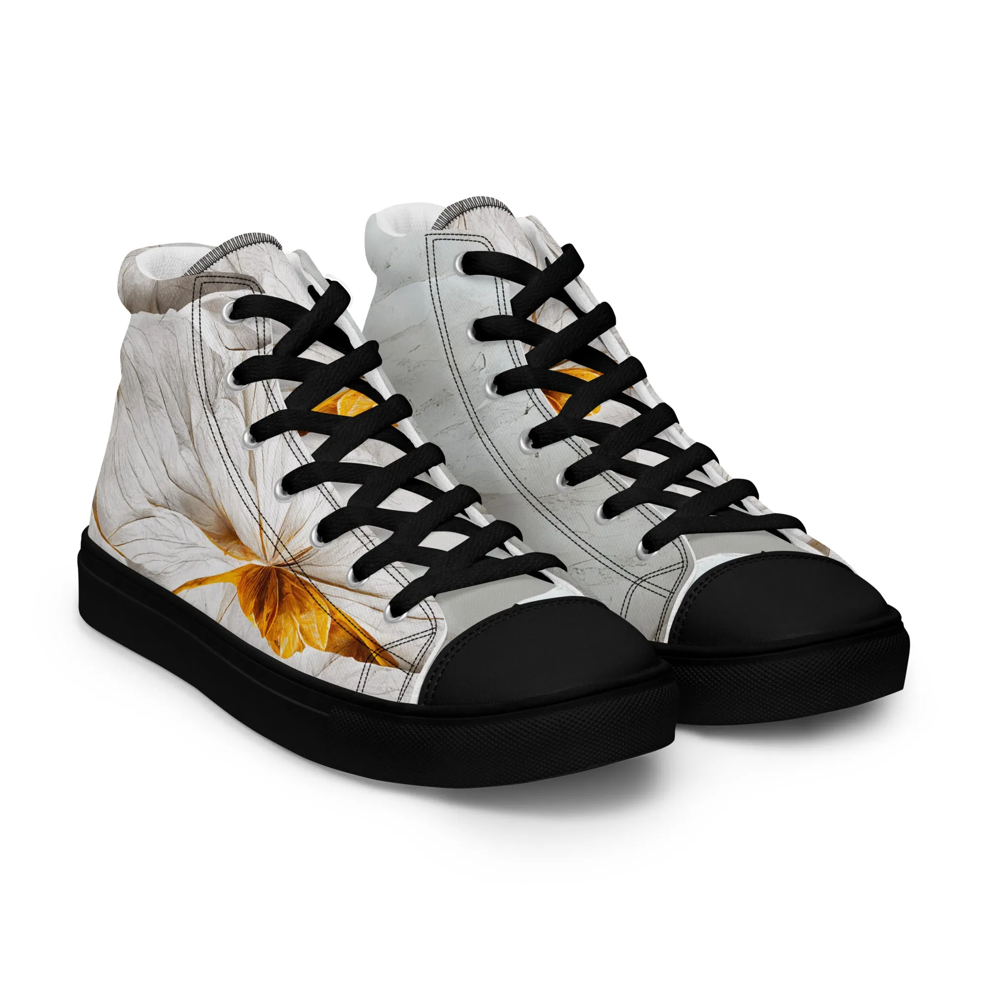 Elevate Your Style with Gold Floral Women's High Top Shoes - Order Now!