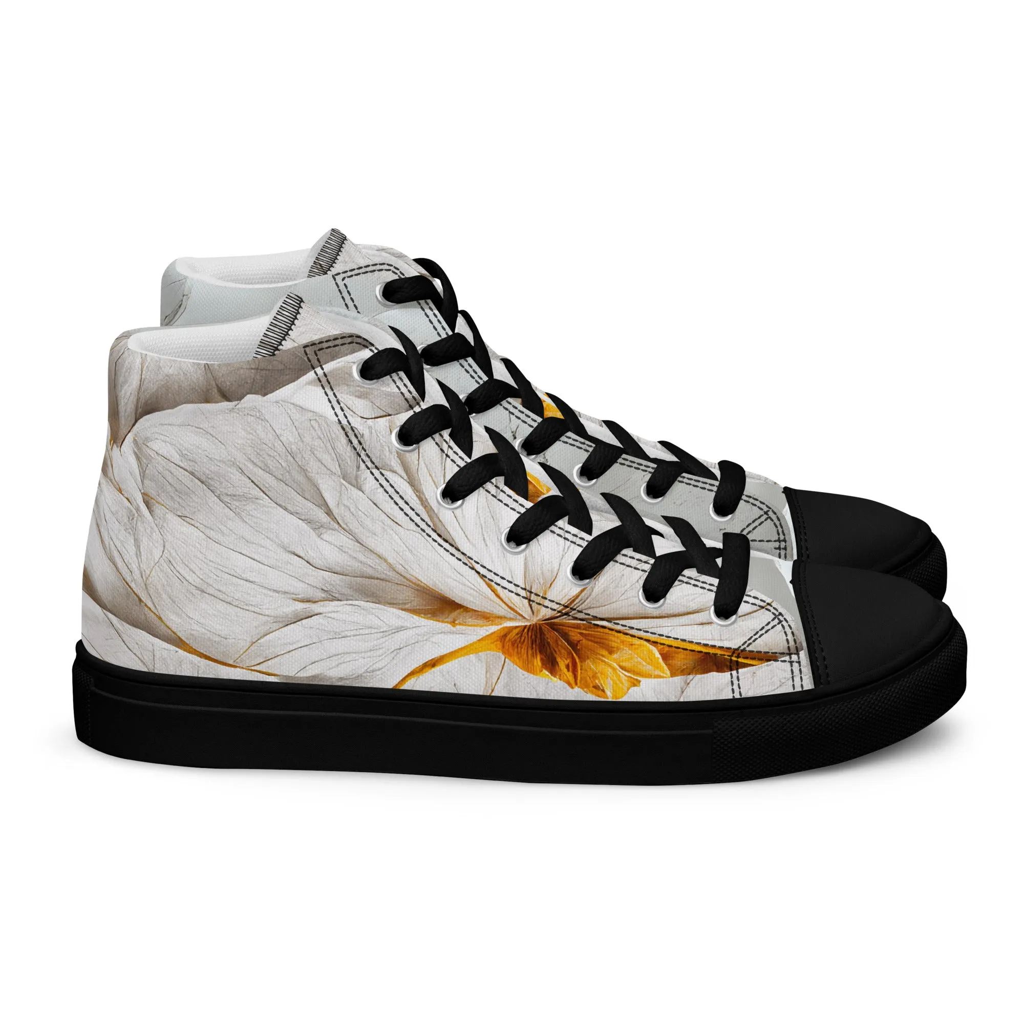 Elevate Your Style with Gold Floral Women's High Top Shoes - Order Now!