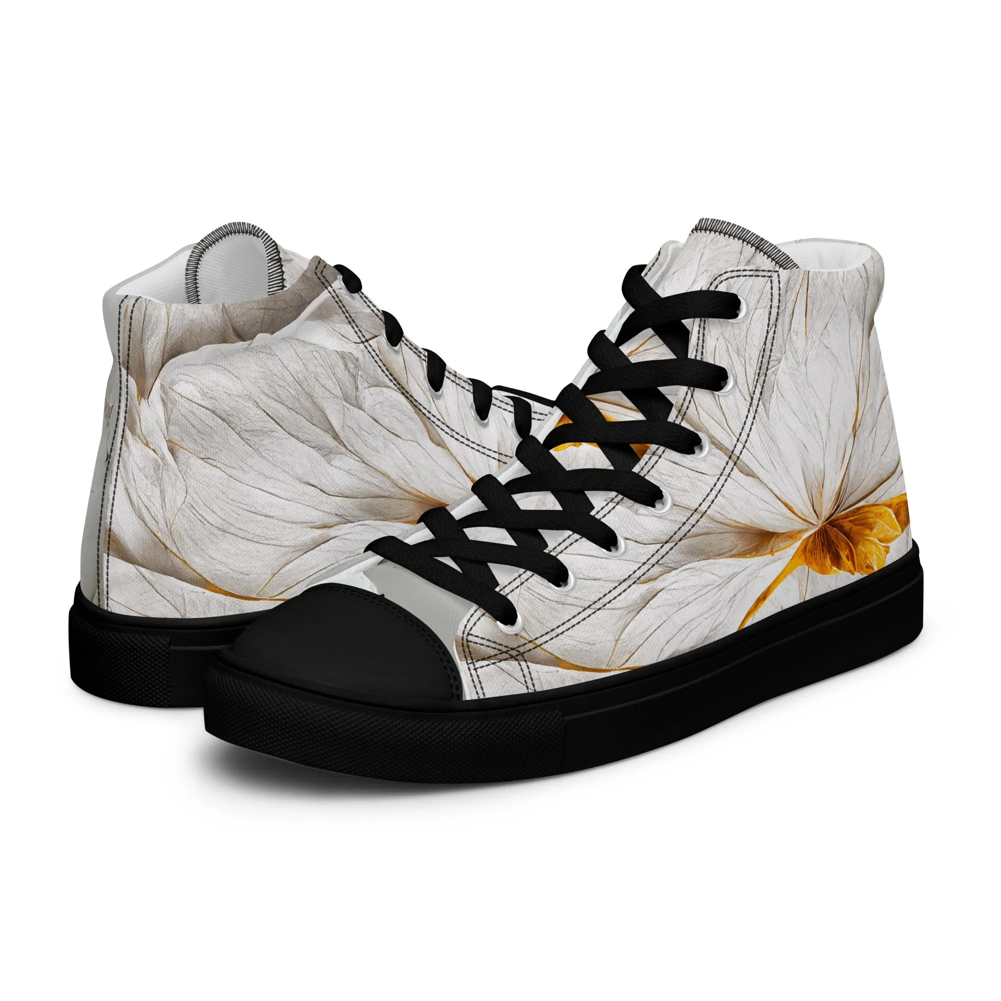 Elevate Your Style with Gold Floral Women's High Top Shoes - Order Now!