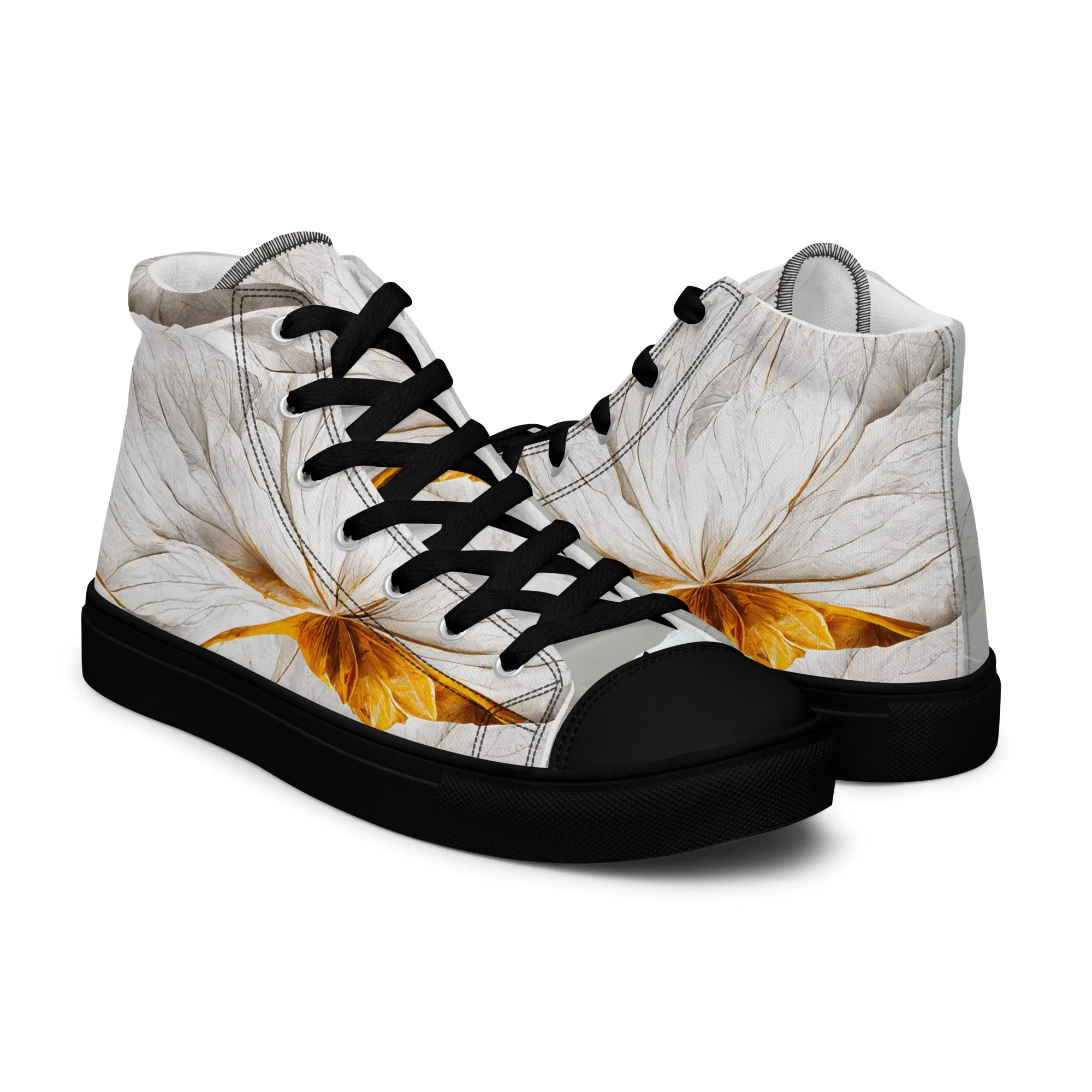 Elevate Your Style with Gold Floral Women's High Top Shoes - Order Now!