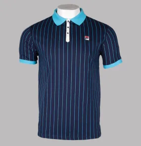 Fila Vintage BB1 Classic Striped Polo Shirt Navy