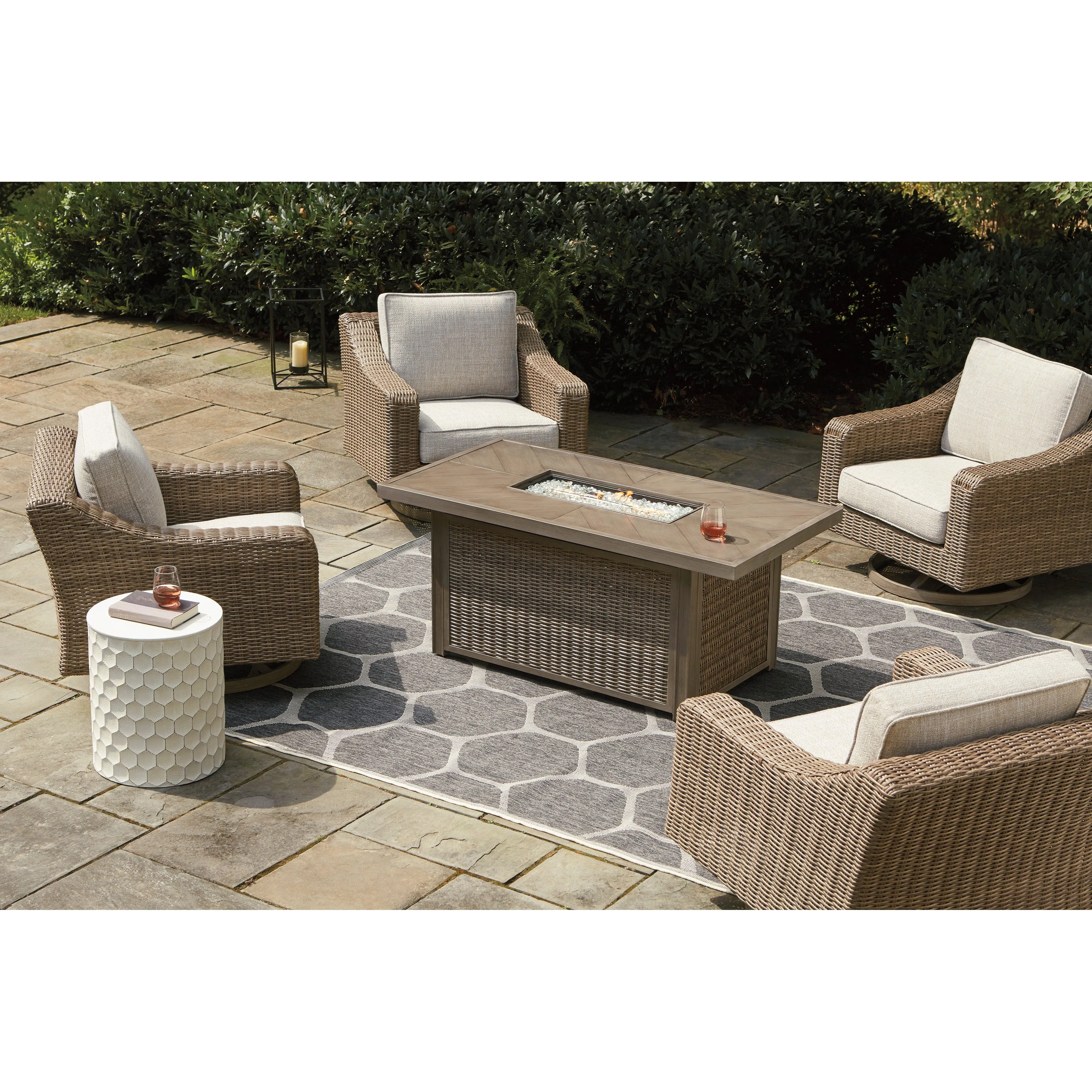 Fire Island Mist Outdoor 58" Firepit Table