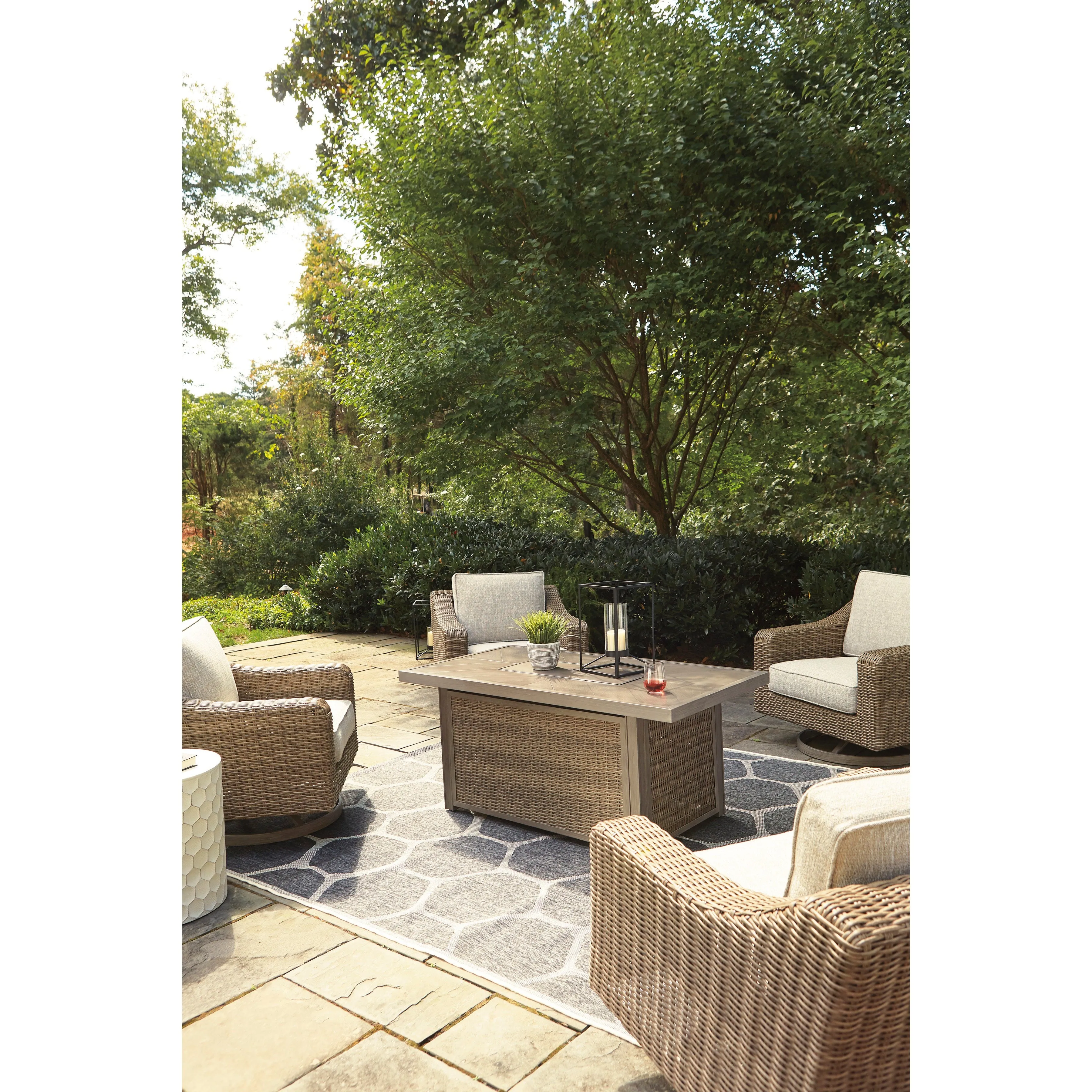 Fire Island Mist Outdoor 58" Firepit Table