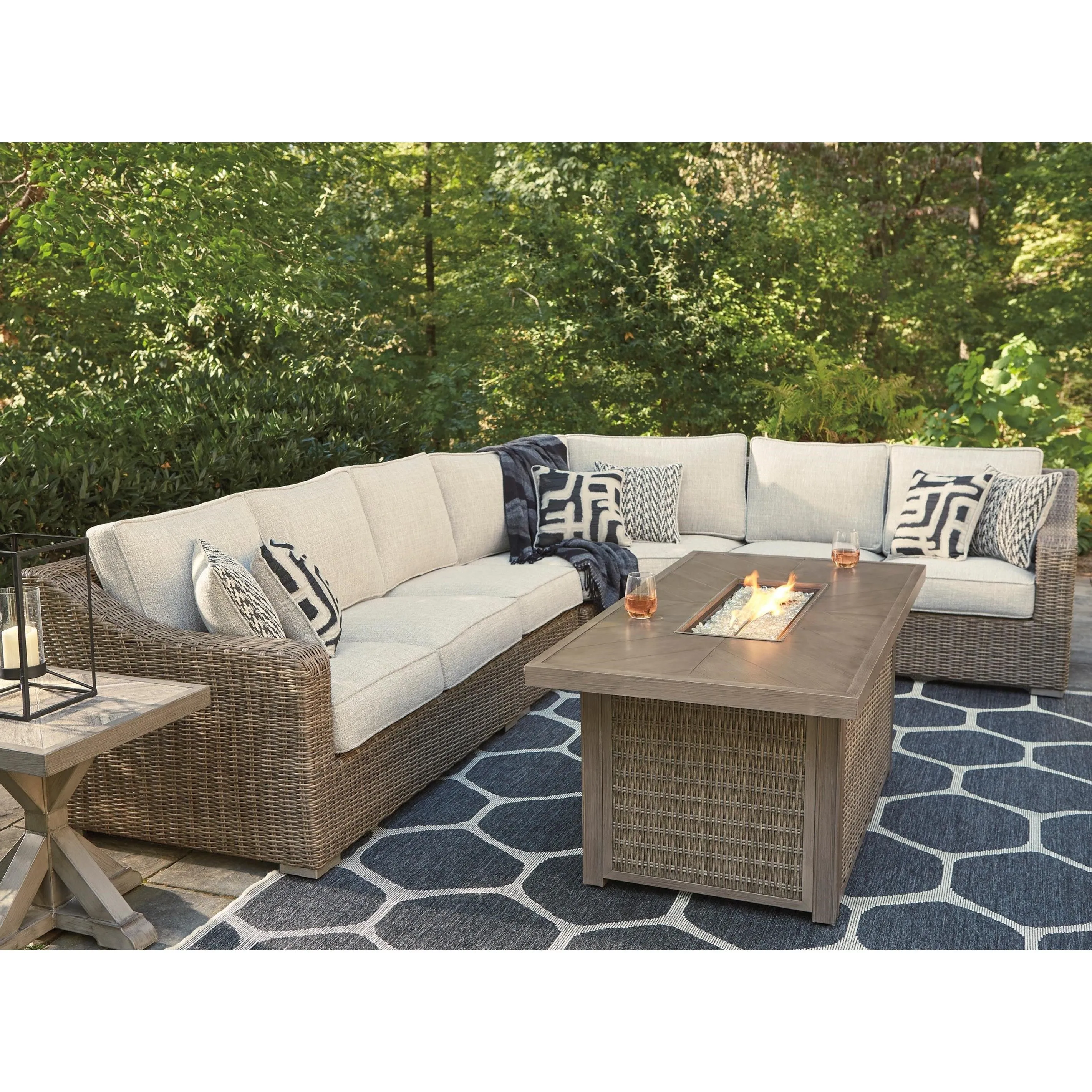 Fire Island Mist Outdoor 58" Firepit Table