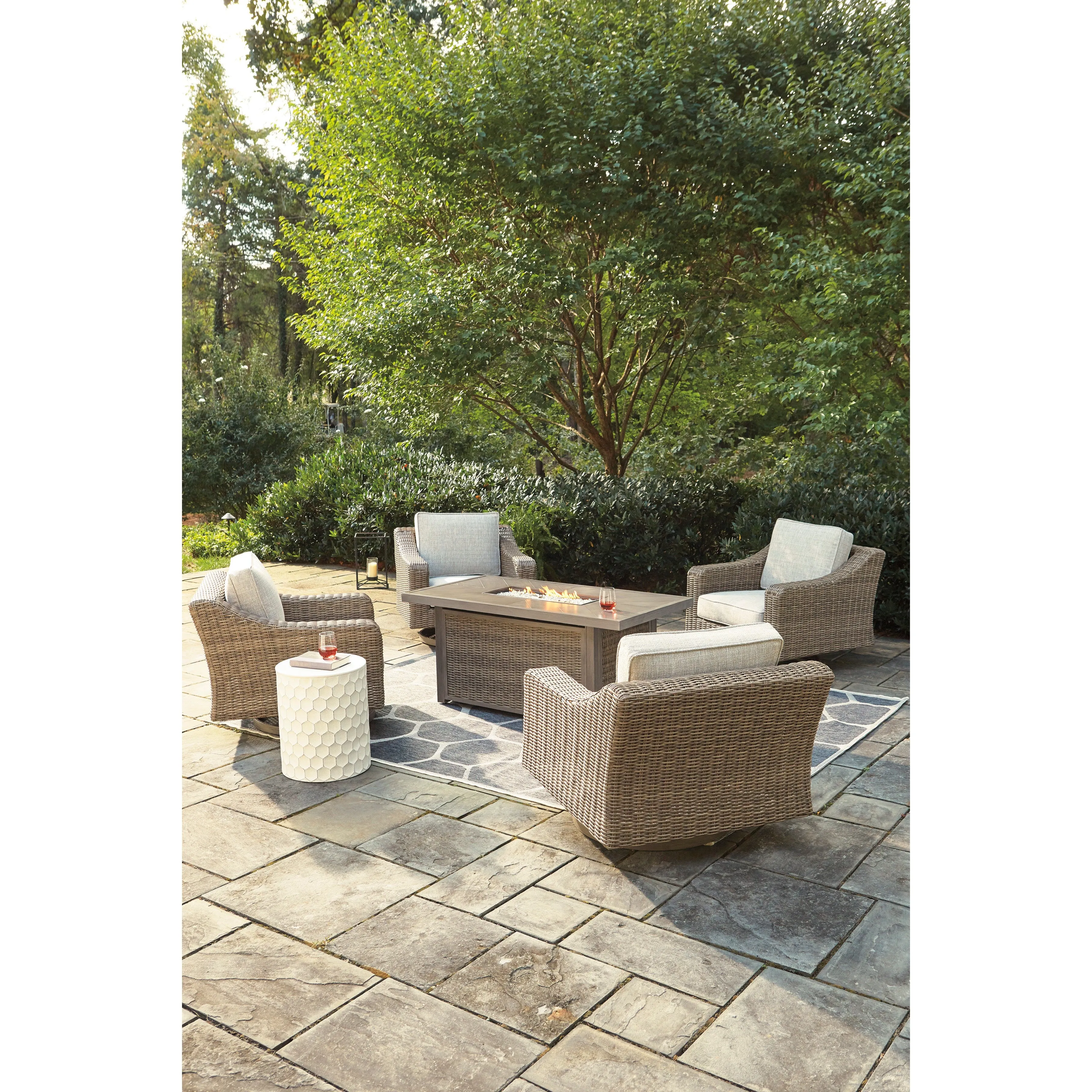 Fire Island Mist Outdoor 58" Firepit Table