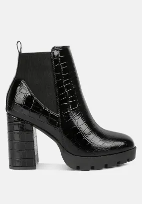 Foxy Faux Leather Croc Chelsea Boots By Ruw