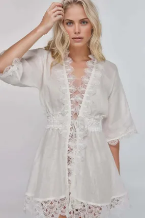 Gabriella Linen Kimono in White