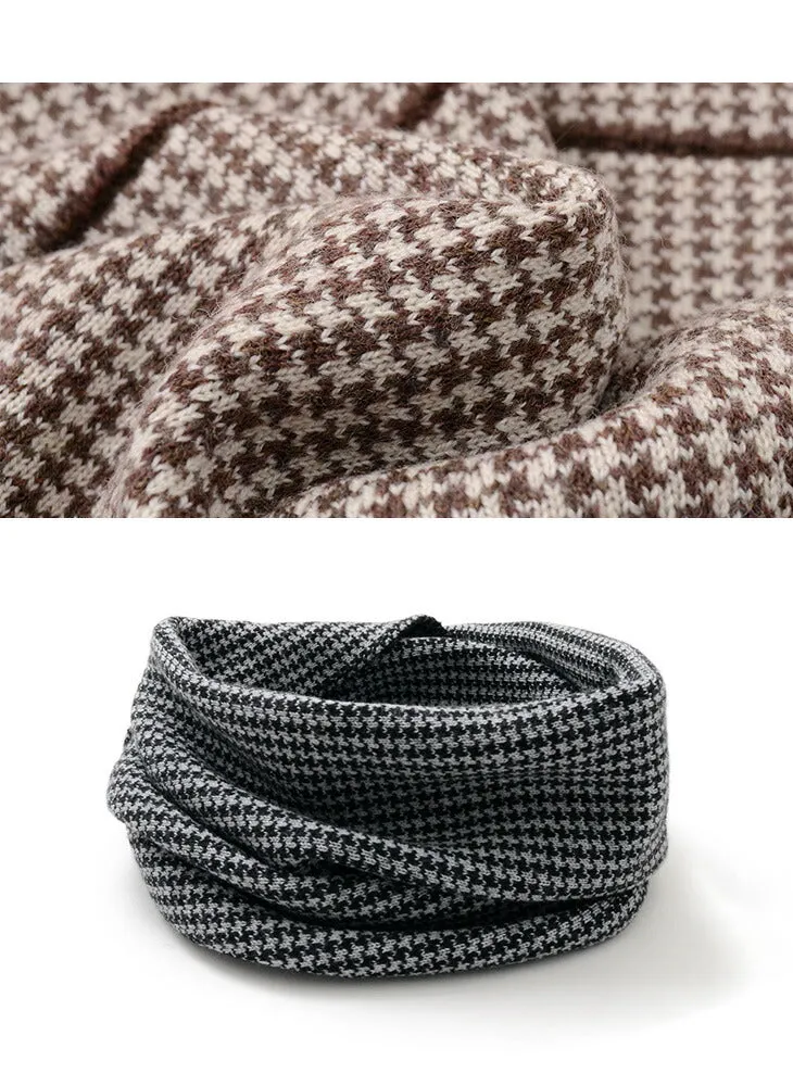 GILBERT WILSON OF HA / Staggered Check Merino Wool Snood