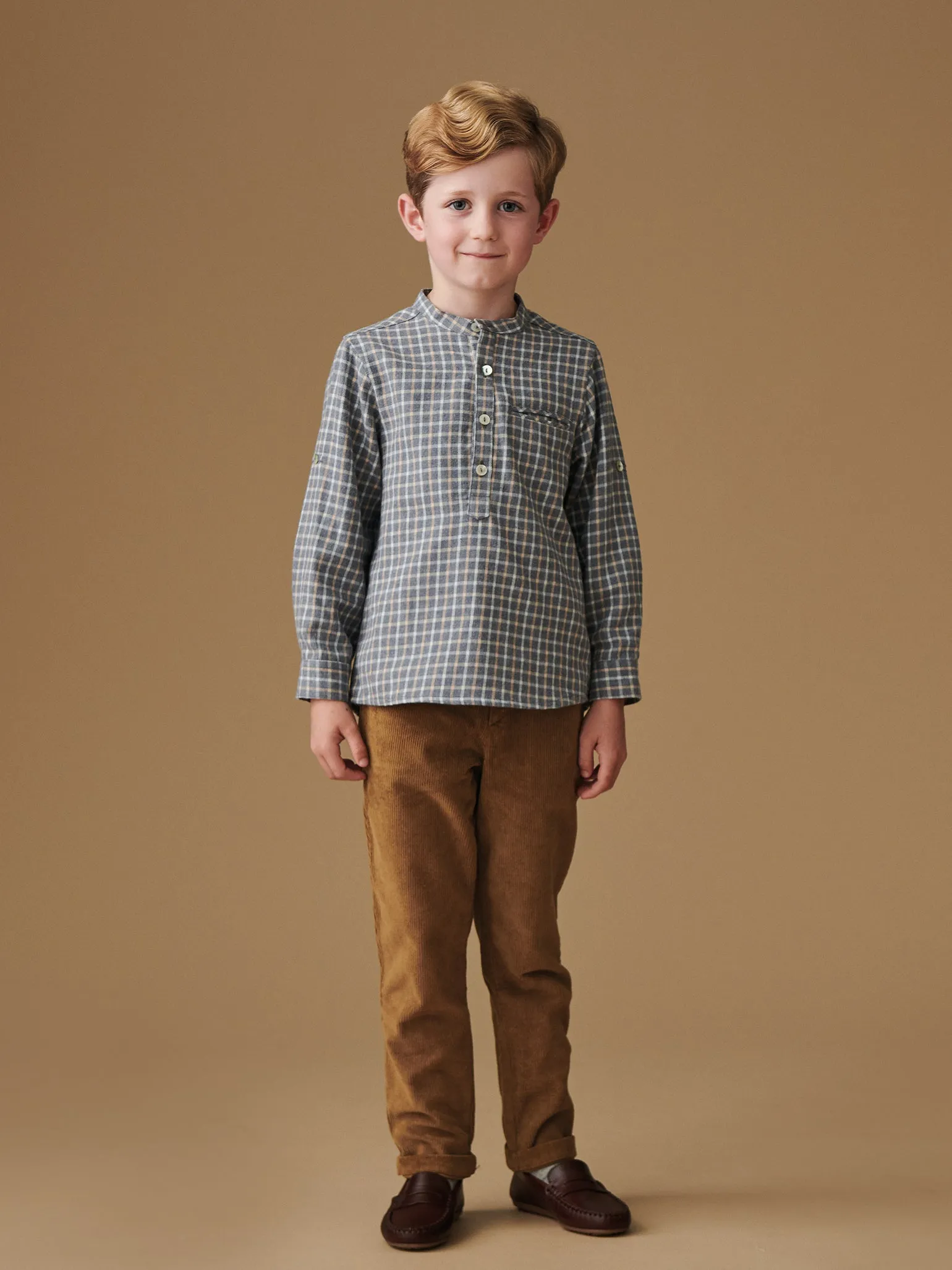 Grey Check Mateo Long Sleeve Boy Shirt