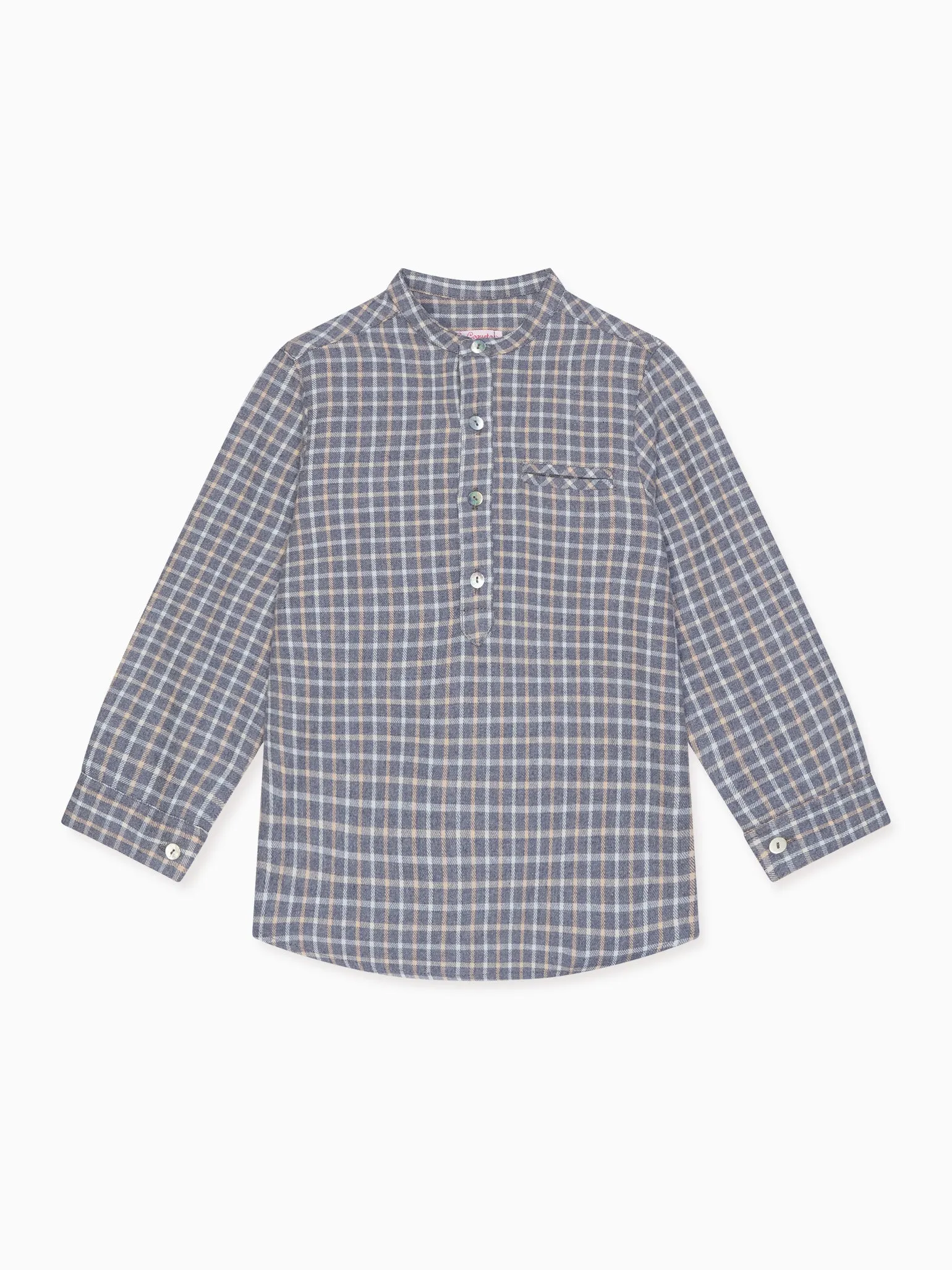 Grey Check Mateo Long Sleeve Boy Shirt