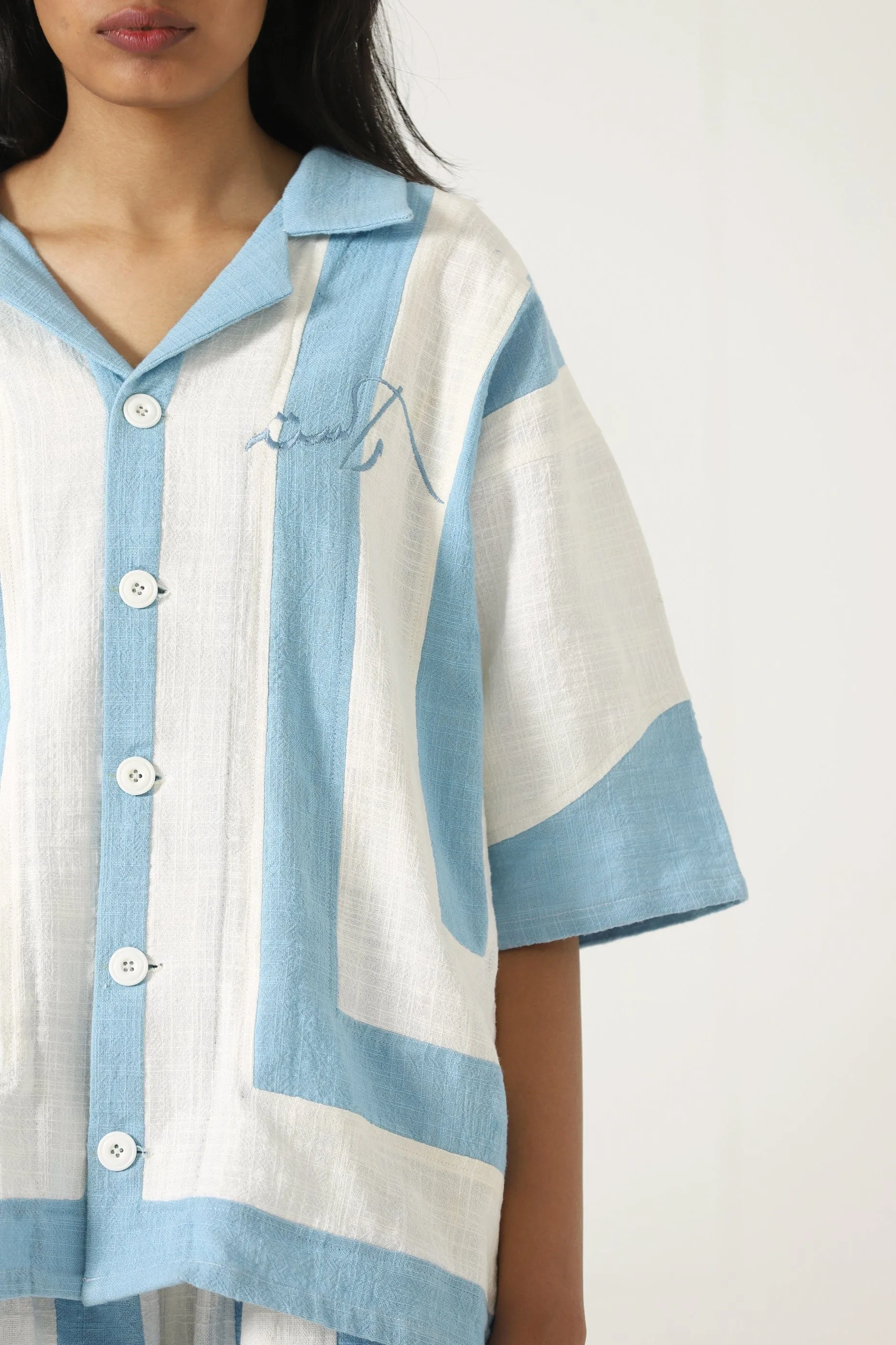 HANDWOVEN STRIPED COTTON BUTTON DOWN