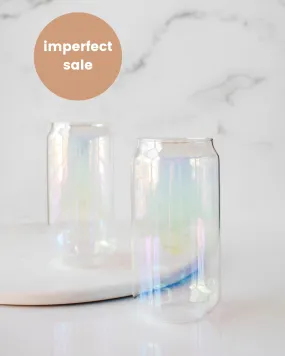 Imperfect Unicorn Rainbow   Pink Can Glass