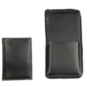 KKDK Travel wallet in black calfskin 4-in-one