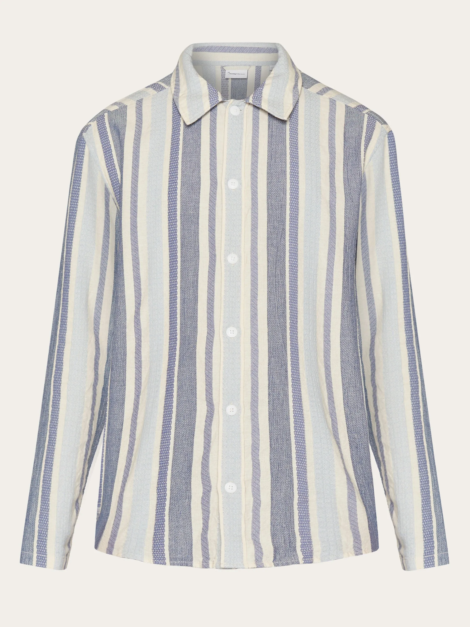 Loose jacquard woven striped shirt - GOTS/Vegan - Blue stripe