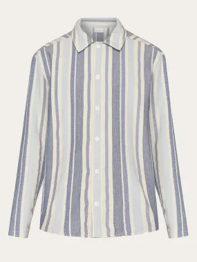 Loose jacquard woven striped shirt - GOTS/Vegan - Blue stripe