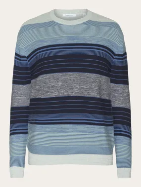 Loose striped multicolored crew neck - GOTS/Vegan - Blue stripe