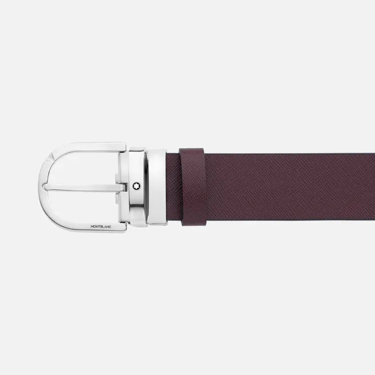 Montblanc Horseshoe Buckle Printed Black/Mosto 35mm Reversible Leather Belt