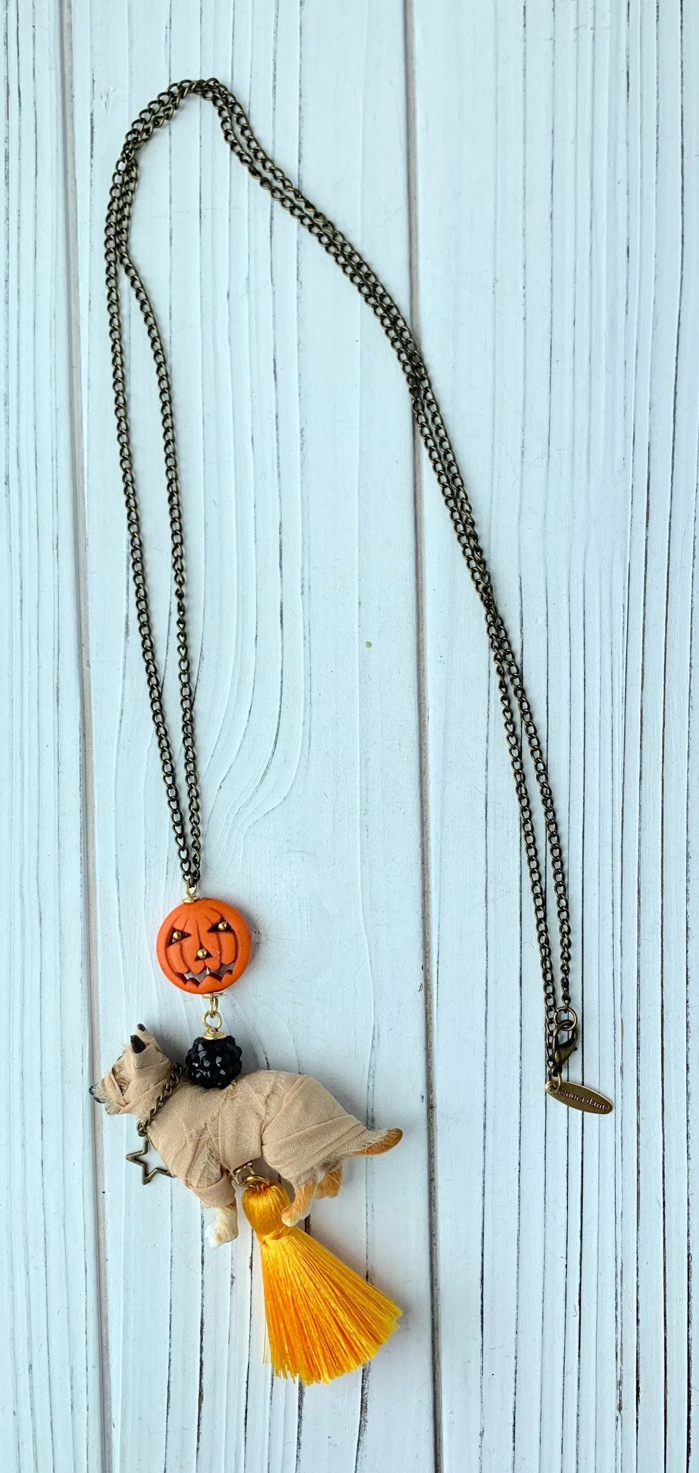 Mummy Pup Halloween Pendant Necklace