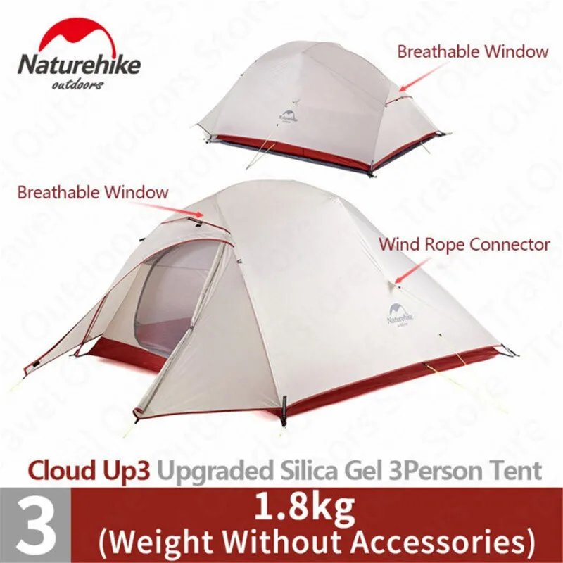 Naturehike Ultralight Camping Tent: 1-3 Person Outdoor Tent with Free Mat