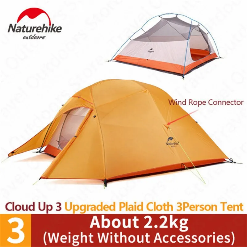 Naturehike Ultralight Camping Tent: 1-3 Person Outdoor Tent with Free Mat