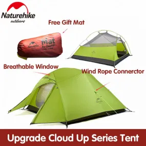 Naturehike Ultralight Camping Tent: 1-3 Person Outdoor Tent with Free Mat