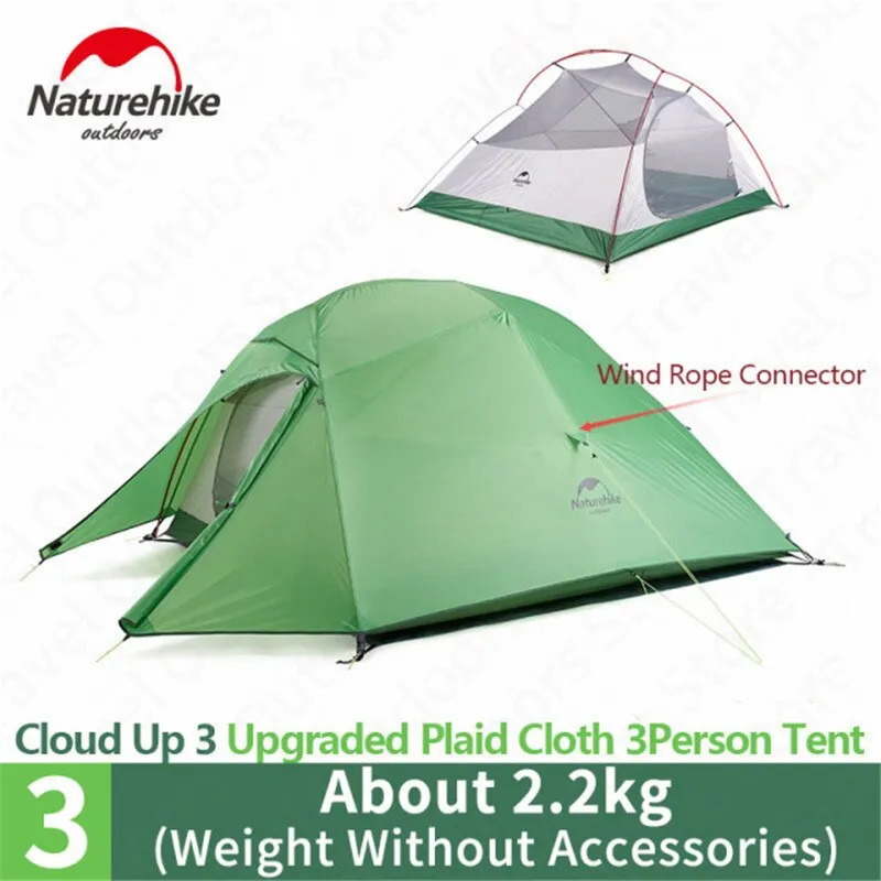 Naturehike Ultralight Camping Tent: 1-3 Person Outdoor Tent with Free Mat