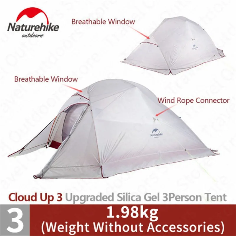 Naturehike Ultralight Camping Tent: 1-3 Person Outdoor Tent with Free Mat