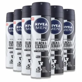 Nivea - Deodorant Spray Black & White Original - 150 ml - 6 Pack