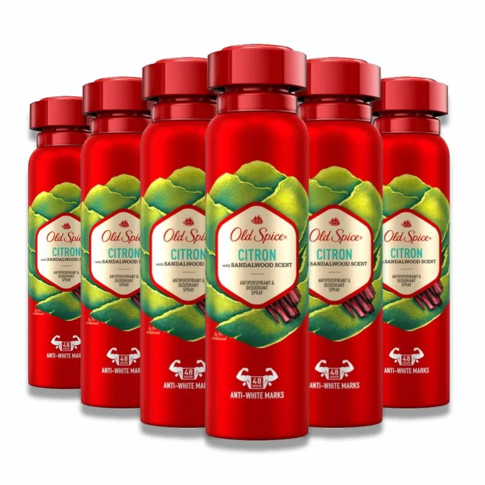 Old Spice - Citron Antiperspirant Deodrant Spray  - 150 ml - 6 Pack