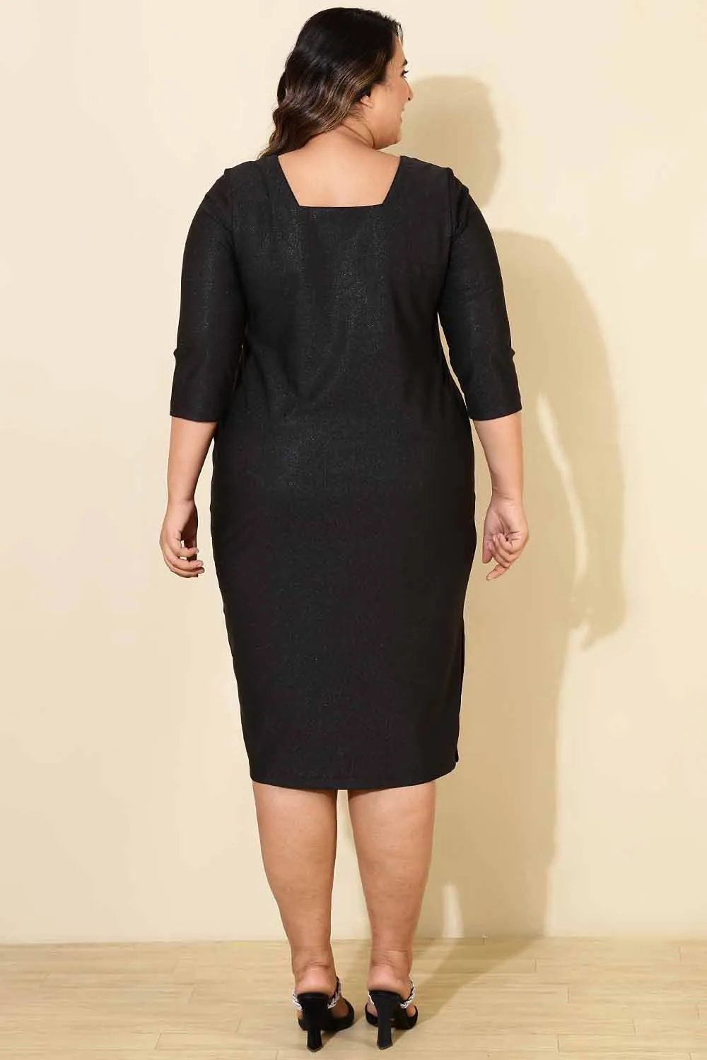 Plus Size Black Shimmer Bodycon Dress